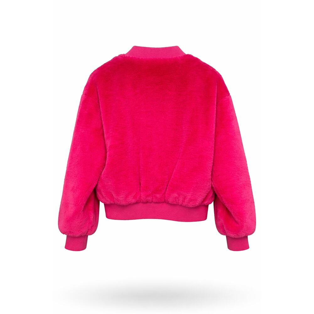 NWOT Pink Faux Fur Jacket Womens Size S Fuchsia Outerwear Bear Fluffy Warm Y2K - Picture 2 of 3